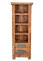 Bücherregal  4 offene Fächer, 2 Schubladen | Schubladenschienen aus Holz, Fachmaße 42x39x29 cm, Schubladeninnenmaße 38,5x28x13 cm