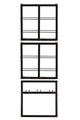Wandregal-Set, 3-teilig Halterung für 4 Flaschen und 9 Gläser | 2x horizontales Weinregal für 2 Flaschen 35x15x35 cm, 1x Wandregal für 3 Gläser 35x15x35 cm, Metallstärke 2x2 cm