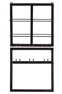Wandregal-Set, 2-teilig Halterung für 2 Flaschen und 6 Gläser | 1x horizontales Weinregal für 2 Flaschen 35x15x35 cm, 1x Wandregal für 3 Gläser 35x15x35 cm, Metallstärke 2x2 cm