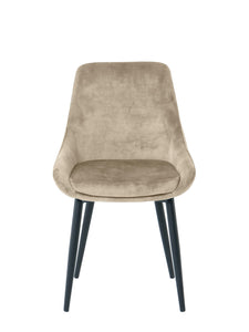 Stuhl, 2er-Set Samt beige, angedeutete Armlehnen, festes Sitzkissen