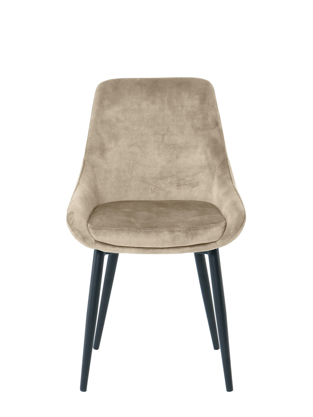 Stuhl, 2er-Set Samt beige, angedeutete Armlehnen, festes Sitzkissen