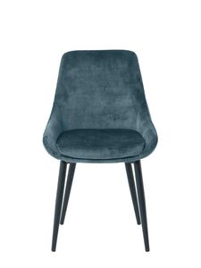 Stuhl, 2er-Set Samt blau, angedeutete Armlehnen, festes Sitzkissen