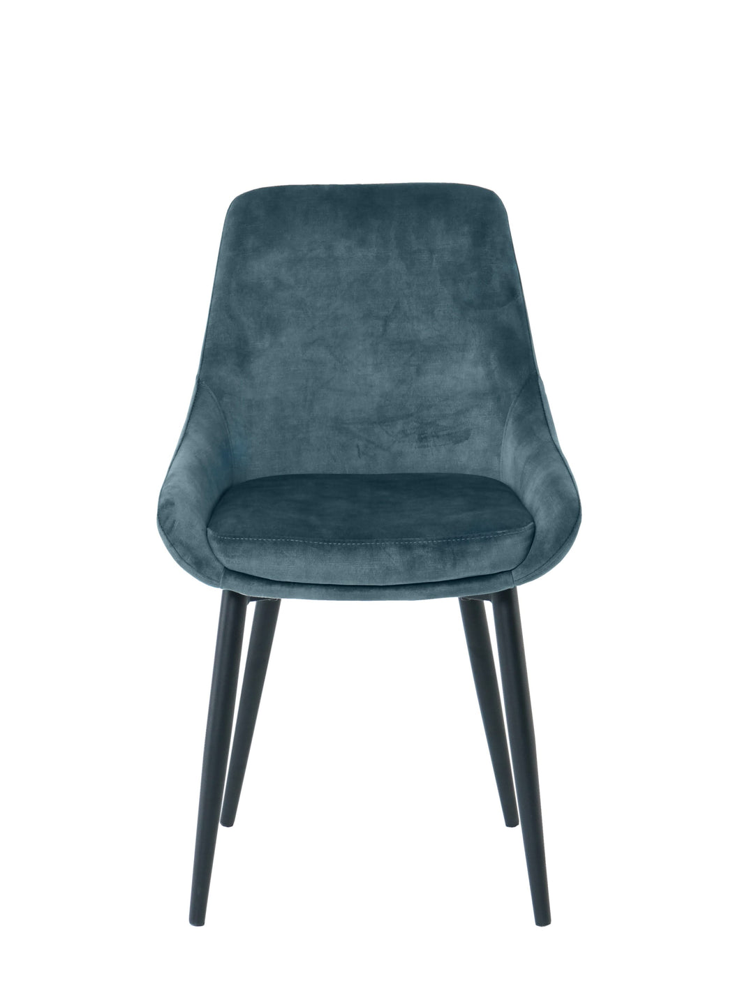 Stuhl, 2er-Set Samt blau, angedeutete Armlehnen, festes Sitzkissen