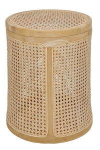 Korb rund, aus Rattan | aus Rattan mit Rahmen aus Teak, abnehmbarer Deckel