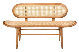 Bank, groß Rattan | Bank groß aus Rattan, Rahmen Teak, Sitzhöhe 46 cm