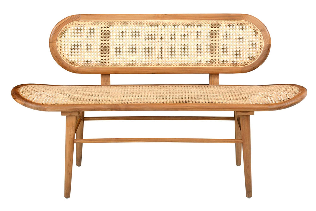 Bank, groß Rattan | Bank groß aus Rattan, Rahmen Teak, Sitzhöhe 46 cm