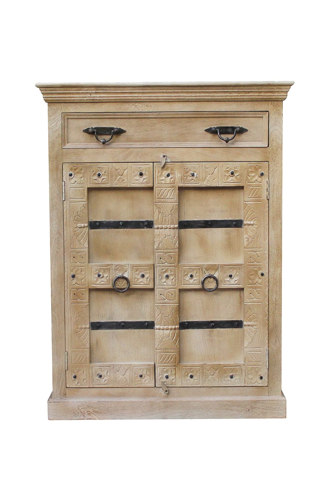 Highboard 2 Türen, 1 Schublade | Schubladenschienen aus Holz, Schubladeninnenmaß 69,5x33,5x10,5 cm, 3 feste Böden, Fachmaße 70x34,5x19 cm