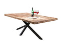Tisch 220x100 cm Platte Teak, Gestell antikschwarz | Plattenstärke 20 mm auf 50 mm aufgedoppelt, Vierkantrohre 6x6 cm