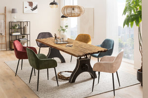 Tisch 240x100 cm Teak natur, Plattenstärke 50 mm / Gestell A-förmig, schwarz | Bestehend aus Gestell 07114-44 + Tischplatte 07179-04 - aufgedoppelt auf 50 mm, mit Bruchkante an den kurzen Seiten, Kurbelrad ohne Funktion