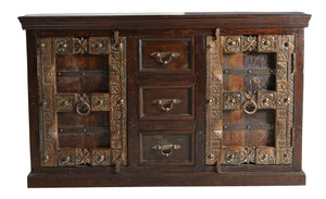 Sideboard 2 Türen, 3 Schubladen | je 1 fester Boden hinter den Türen, Fachmaße 44x34x33 cm, Schubladeninnenmaß 27,5x31x17,5 cm, Schubladenschienen aus Holz