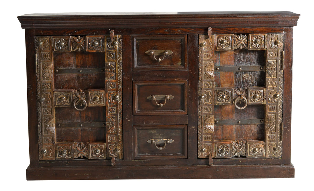 Sideboard 2 Türen, 3 Schubladen | je 1 fester Boden hinter den Türen, Fachmaße 44x34x33 cm, Schubladeninnenmaß 27,5x31x17,5 cm, Schubladenschienen aus Holz