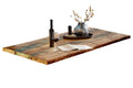 Tisch 240x100 cm Altholz bunt lackiert, Plattenstärke 40 cm / Gestell im Used Look | Bestehend aus Gestell 07114-43 + Tischplatte 07184-98, Plattenstärke 20 cm auf 40 cm aufgedoppelt, Platte bunt lackiert, Gestell: Breite der Wangen 2 cm