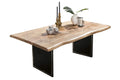 Tisch 180x90 cm Mango natur, Plattenstärke 56 mm / Gestell im Used Look | Bestehend aus Gestell 07114-42 + Tischplatte 07146-01, Plattenstärke aufgedoppelt auf 56 mm, mit Baumkante wie gewachsen, Gestell: Breite der Wangen 2 cm
