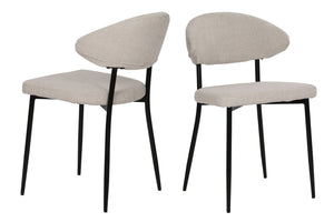 Stuhl 2er Set Bezug Strukturstoff beige