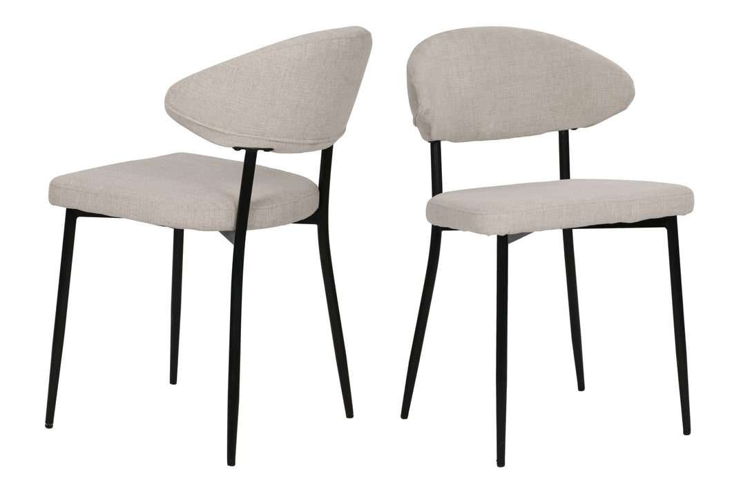 Stuhl 2er Set Bezug Strukturstoff beige