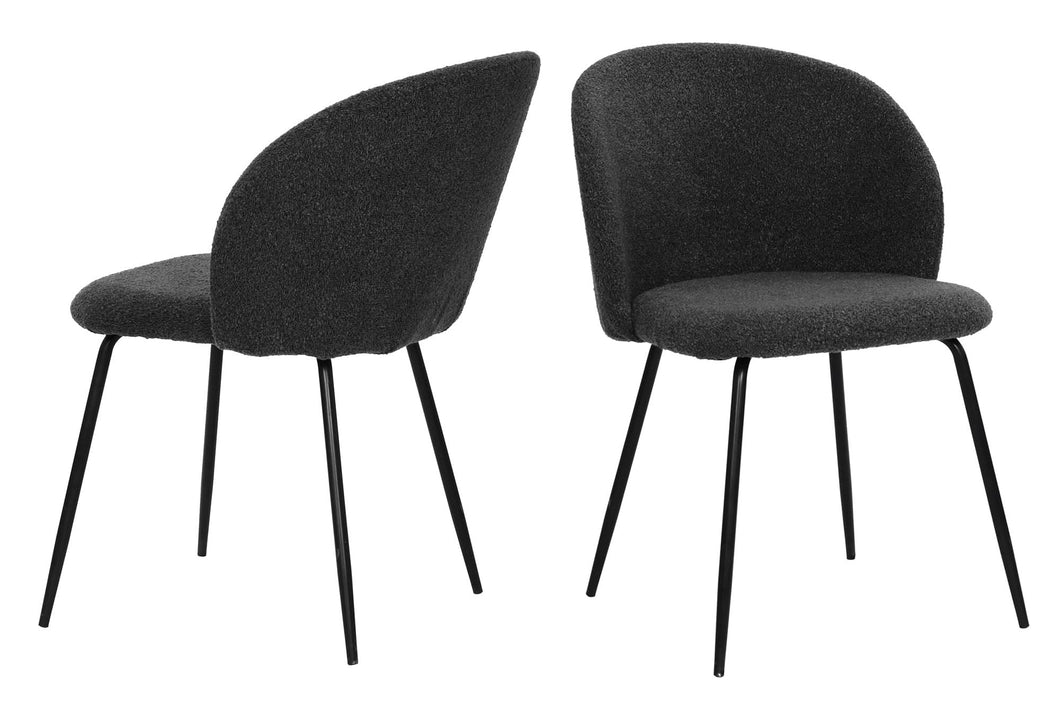 Stuhl 2er Set Bezug Strukturstoff schwarz