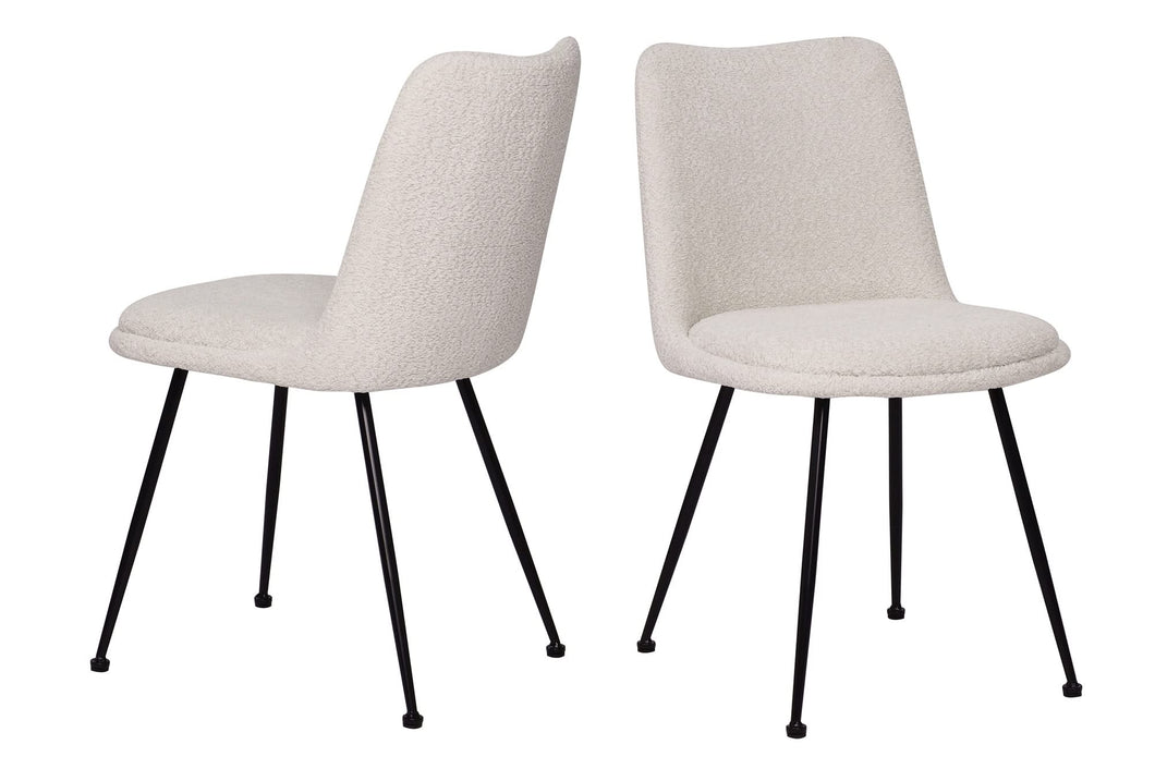 Stuhl 2er Set Bezug Bouclé weiß