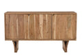 Sideboard 3 Türen | Innen im Verhältnis 2:1 aufgeteilt, ein durchgehender Boden hinter der linken und mittigen Tür, 1 Boden hinter der rechten Tür, Abstand zwischen den Beinen: 99 cm