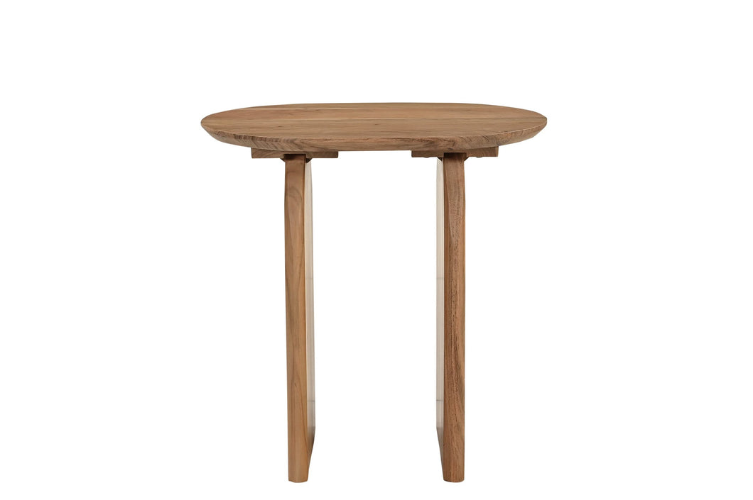 Beistelltisch mit ovaler Tischplatte | Plattenstärke: 3 cm, Abstand zwischen den Holzwangen: ca. 23 cm
