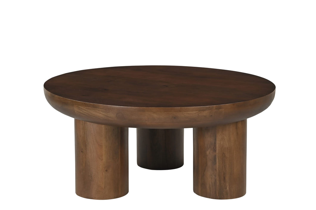 Couchtisch runde Tischplatte | 3 zylinderförmige Füße, Plattenstärke: ca. 10 cm, Ø der Füße: 3x ca. 20,5 cm, Höhe der Füße: 30 cm