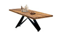 Tisch 240x100 cm  Teak natur, Plattenstärke 50 mm, Gestell Cross Base | Bestehend aus Gestell 07114-45 + Tischplatte 07183-01, Plattenstärke 50 mm, Gestell aus matt schwarz lackiertem Eisen