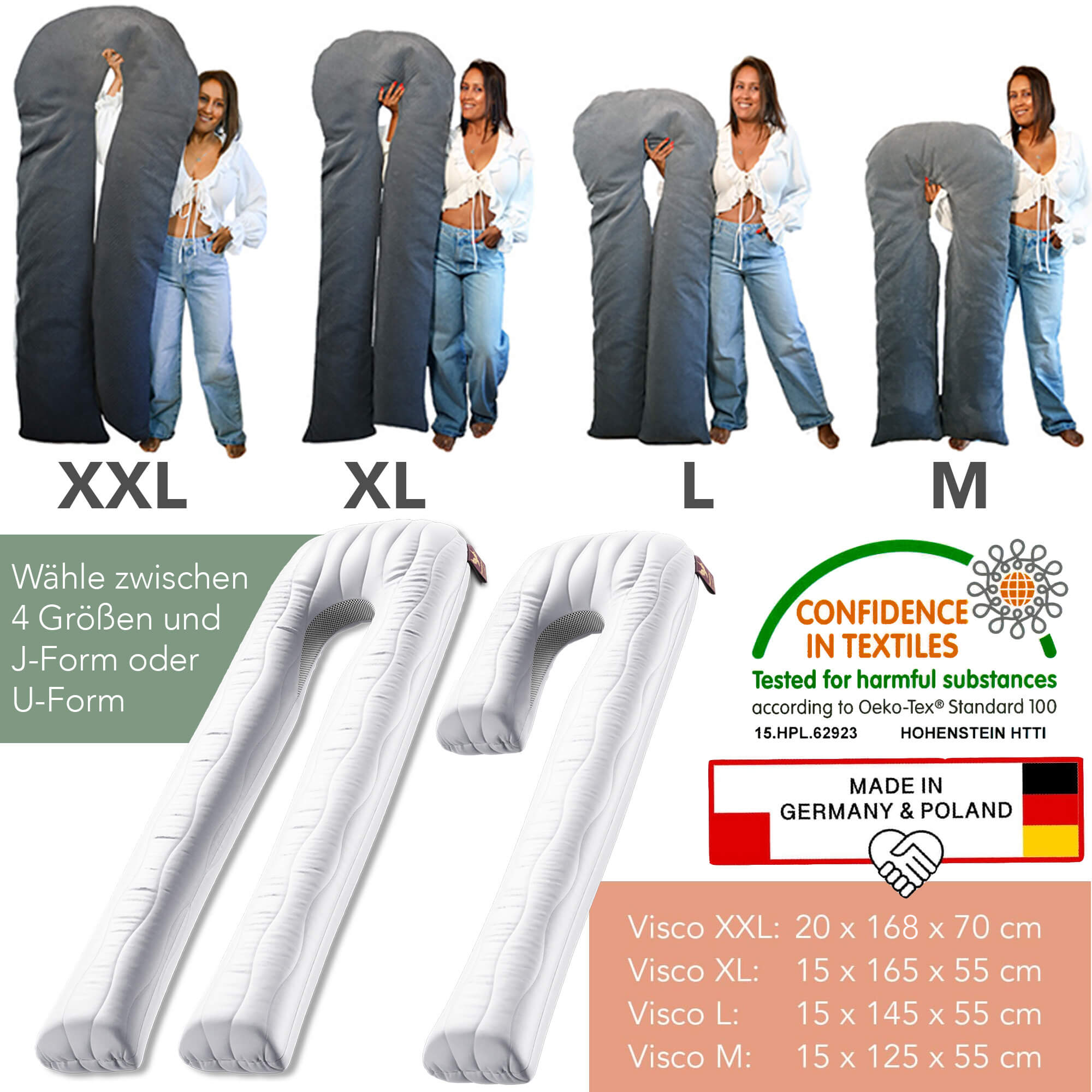 Seitenschläferkissen VISCO XXL mit Bezug Deluxe