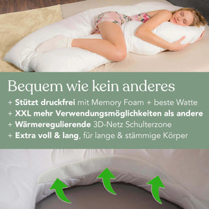 VISCO XXL Seitenschläferkissen mit Bezug Velour Deluxe