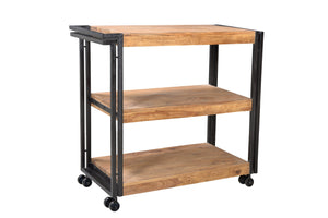 Küchenwagen 3 Böden, auf Rollen | Maße der Böden 65x35x6,3 cm, Abstand zwischen den Böden 27,5 cm, je 20 kg belastbar, Böden aufgedoppelt, nicht durchgängig 6,3 cm stark.