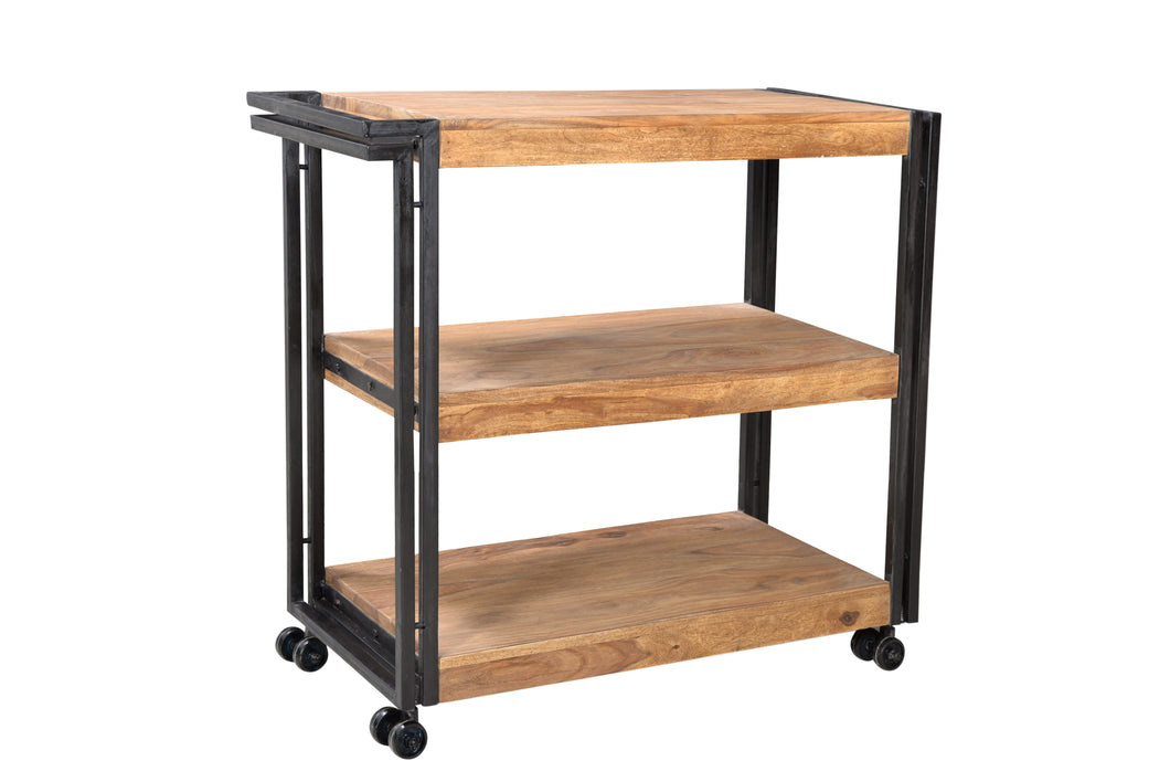 Küchenwagen 3 Böden, auf Rollen | Maße der Böden 65x35x6,3 cm, Abstand zwischen den Böden 27,5 cm, je 20 kg belastbar, Böden aufgedoppelt, nicht durchgängig 6,3 cm stark.