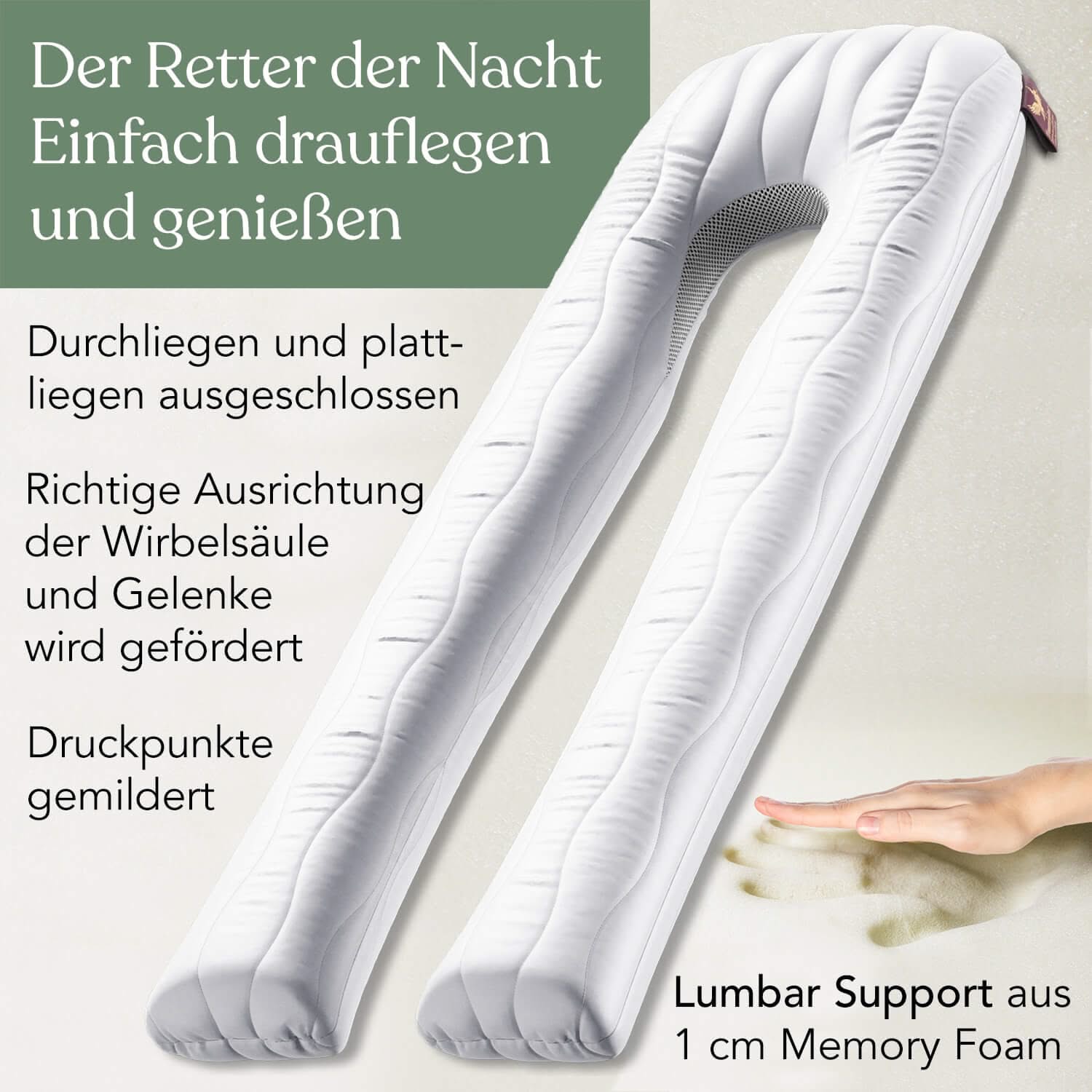 Seitenschläferkissen VISCO XXL mit Bezug Baumwolle
