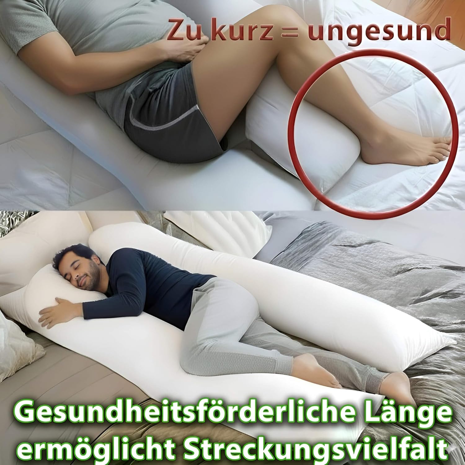 Visco XXL PRO Seitenschläferkissen mit Bezug Deluxe