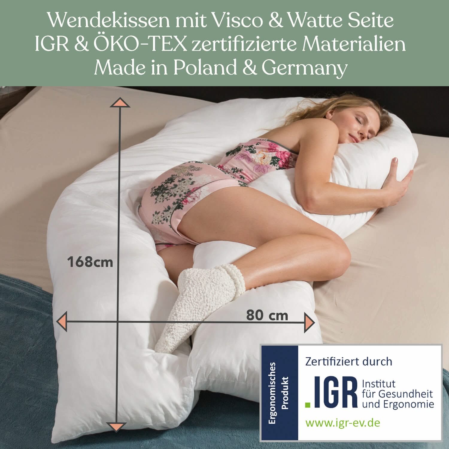 Seitenschläferkissen VISCO XXL mit Bezug Baumwolle