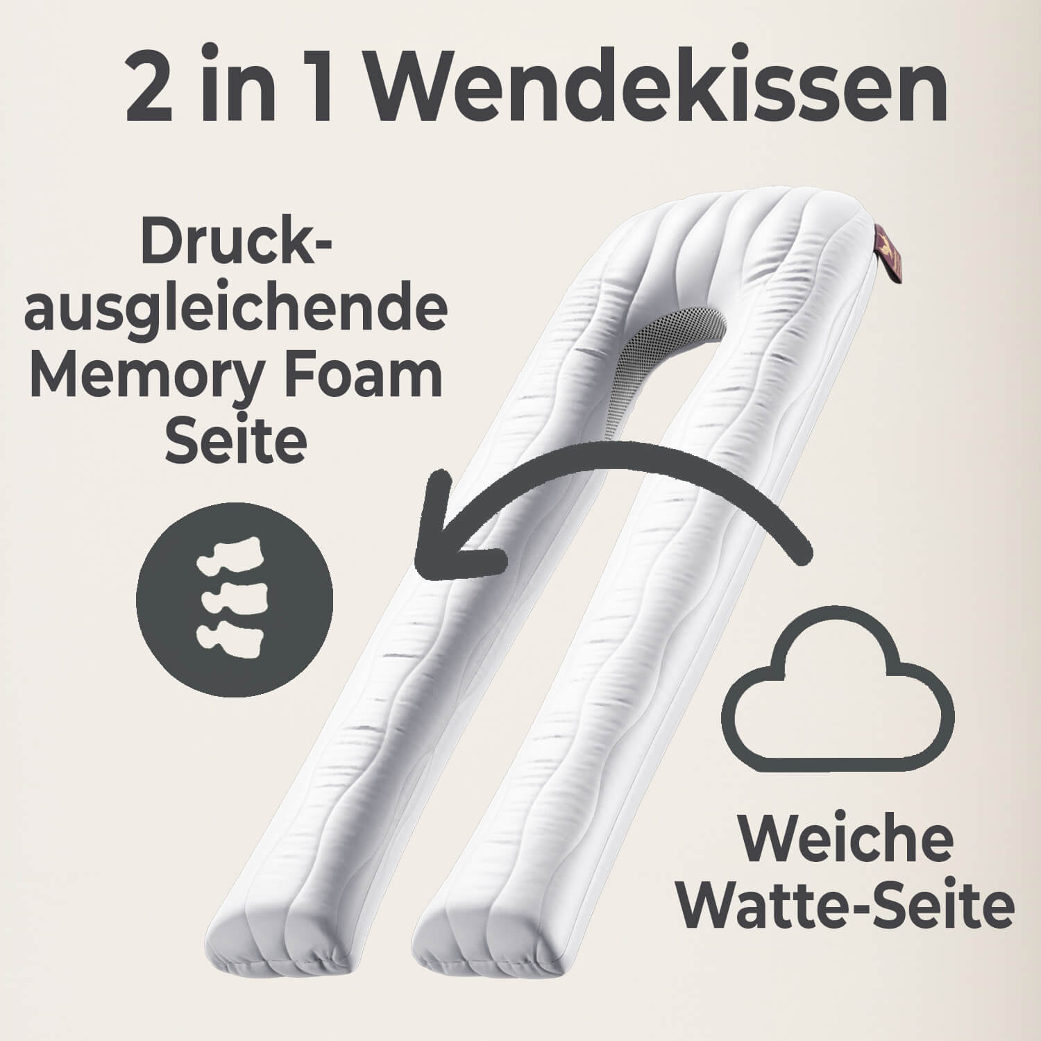 Seitenschläferkissen VISCO XXL mit Bezug Baumwolle