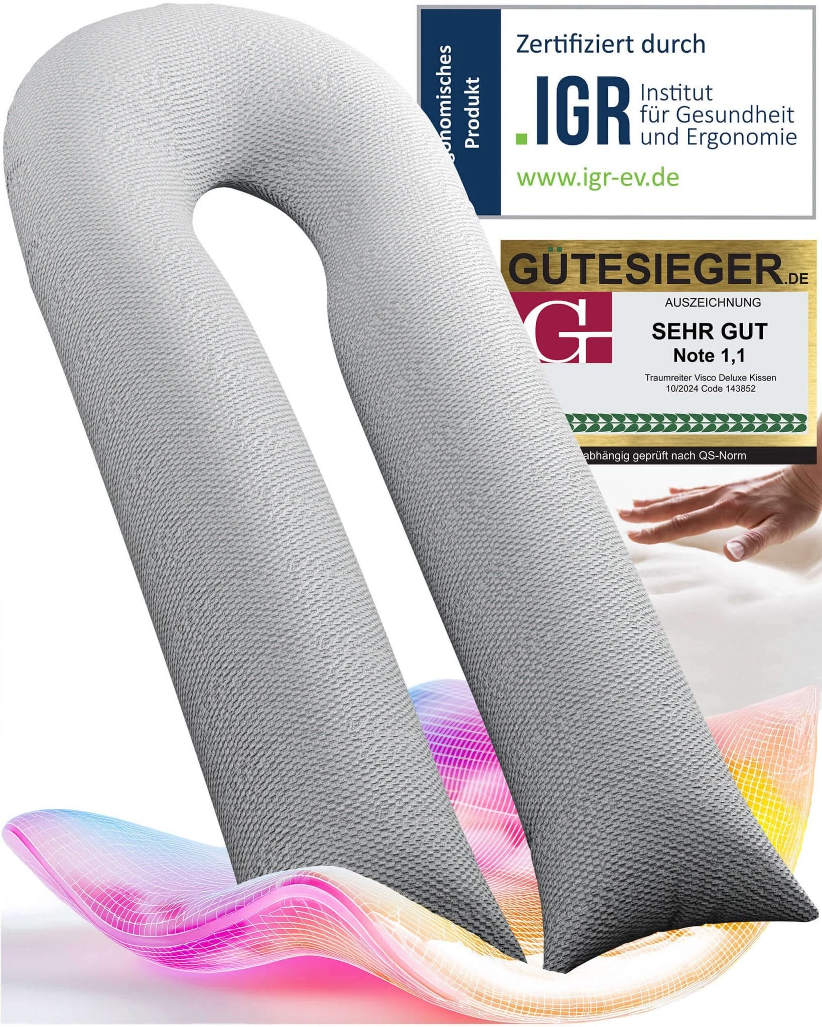 Seitenschläferkissen VISCO COMFORT U mit Bezug Deluxe - Seitenschläferkissen