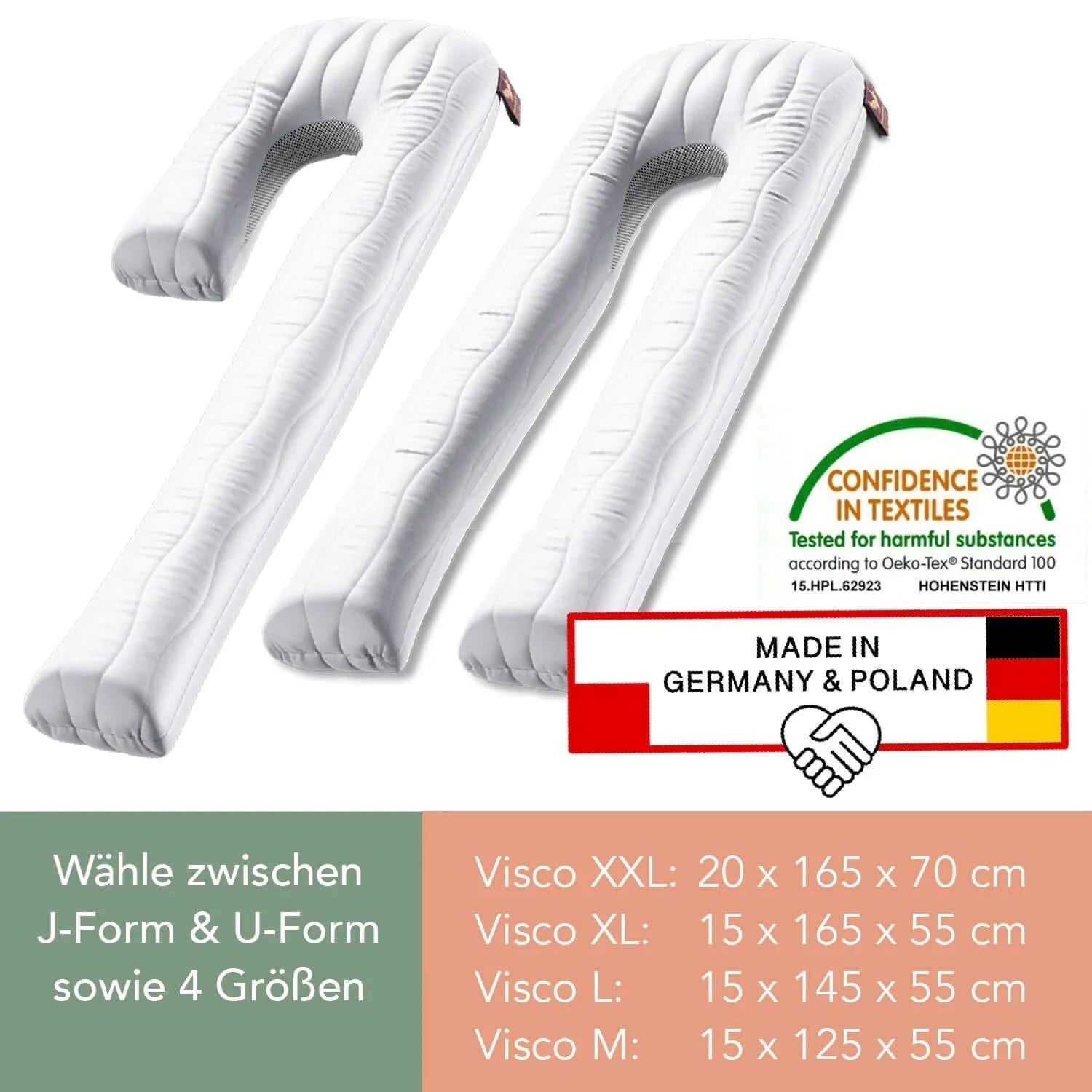 Seitenschläferkissen VISCO COMFORT U mit Bezug Deluxe - Seitenschläferkissen
