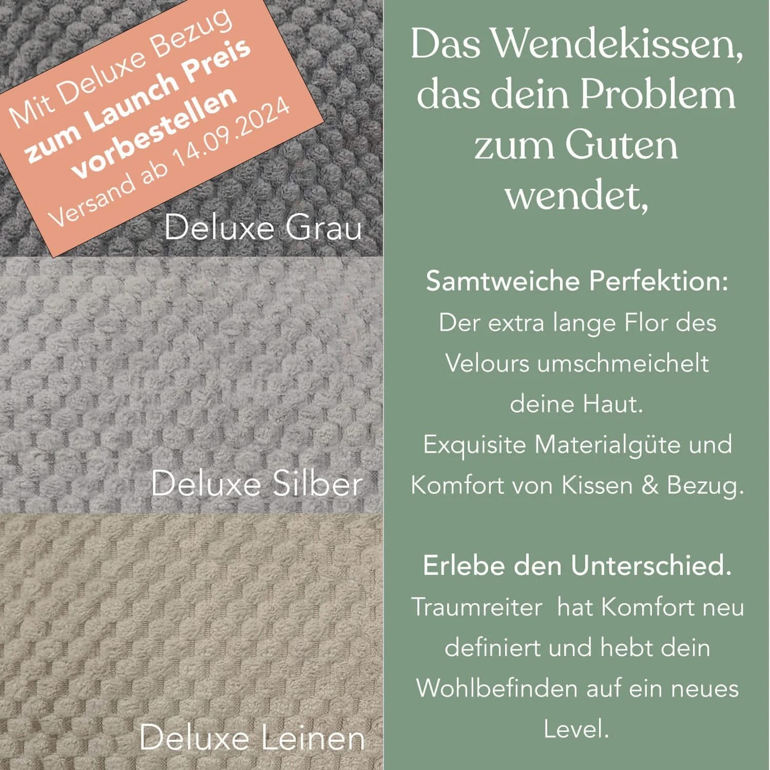 Seitenschläferkissen VISCO XXL PROFESSIONAL mit Bezug Velour Deluxe - Seitenschläferkissen