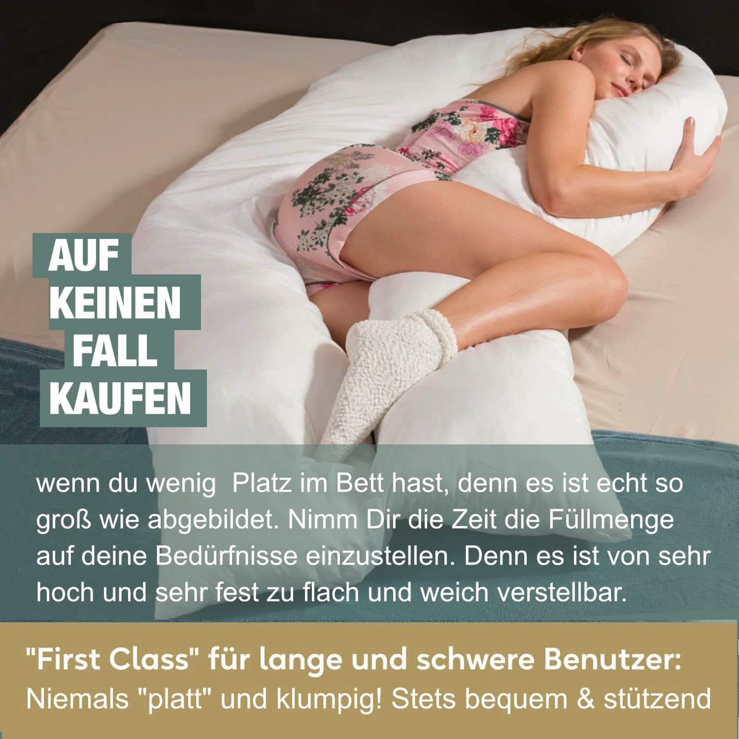 Seitenschläferkissen VISCO XXL mit Bezug Baumwolle