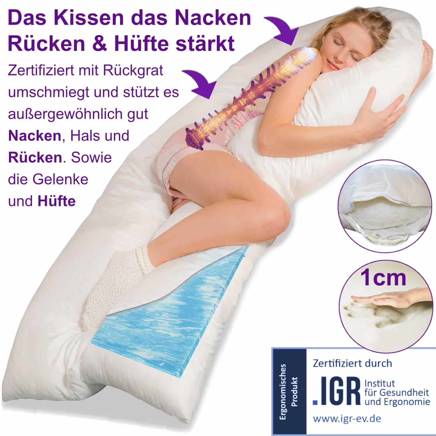 Schwangerschaftskissen VISCO XXL mit Bezug Baumwolle